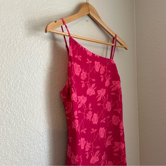 NWT, Shades of Rose Women’s Floral Phoenix Asymmetrical Neck Pink Midi Dress, S - Picture 4 of 11